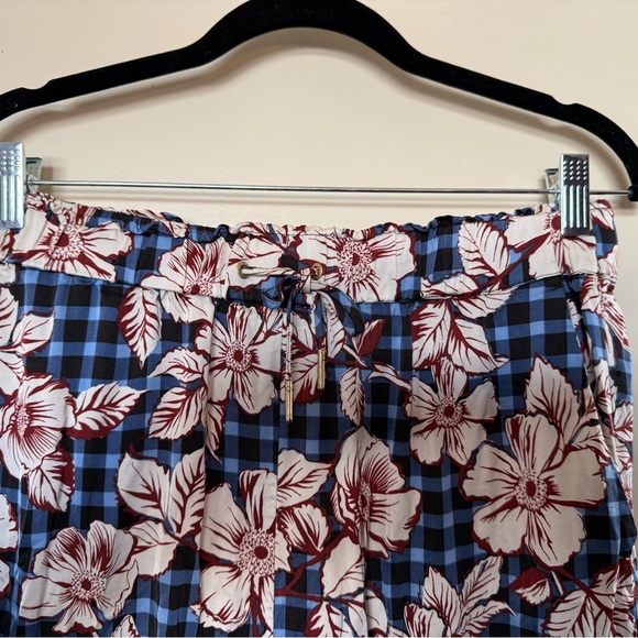 Scotch & Soda Amsterdam Blue Gingham & Burgundy Floral Print Pull On Pants in L - Picture 6 of 11